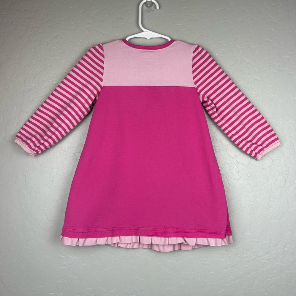 Hanna Andersson long sleeve pink dress with owl appliqué size 90 US 3 - Picture 12 of 16